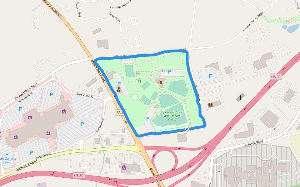 Springettsbury Park walking route map in York