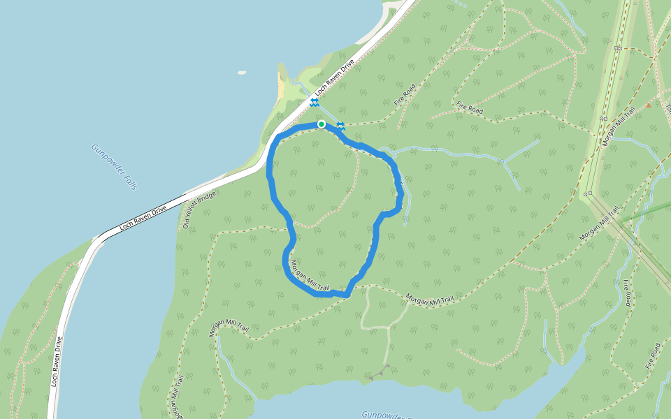 Morgan Mill Trail walking route map in Glen Arm