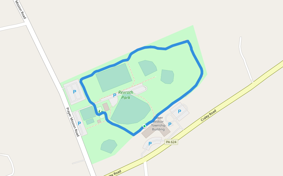 Rexroth Park walking route map in Wrightsville