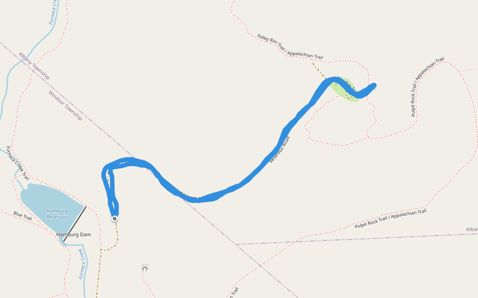 Reservoir Road walking route map in Lenhartsville