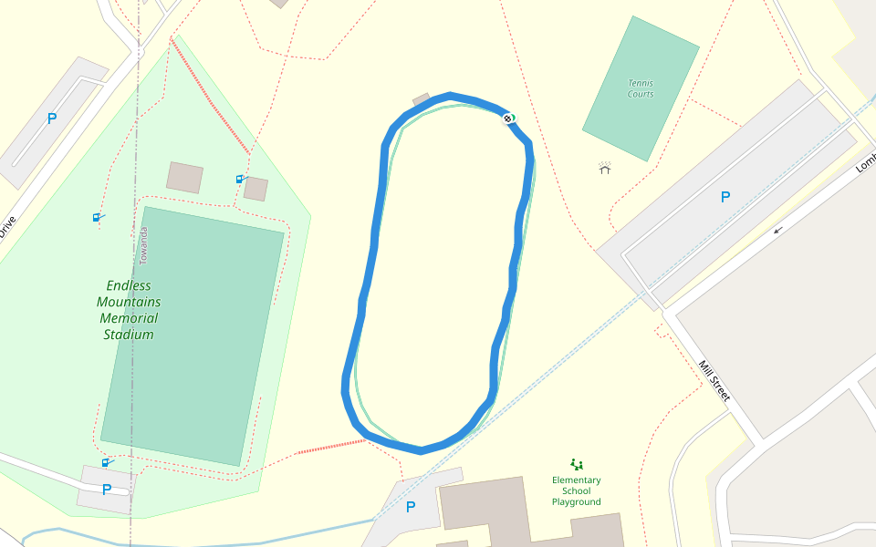 Endless Mountains Memorial Stadium walking route map in Towanda