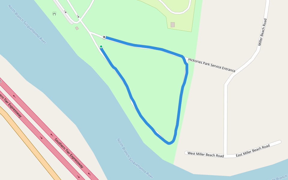 Hickories Park walking route map in Apalachin