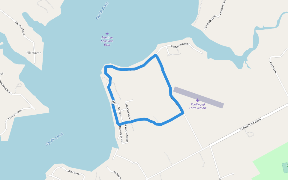 Elk River walking route map in Elkton