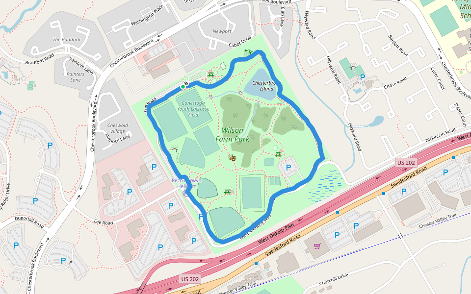 Wilson Farm Park walking route map in Wayne