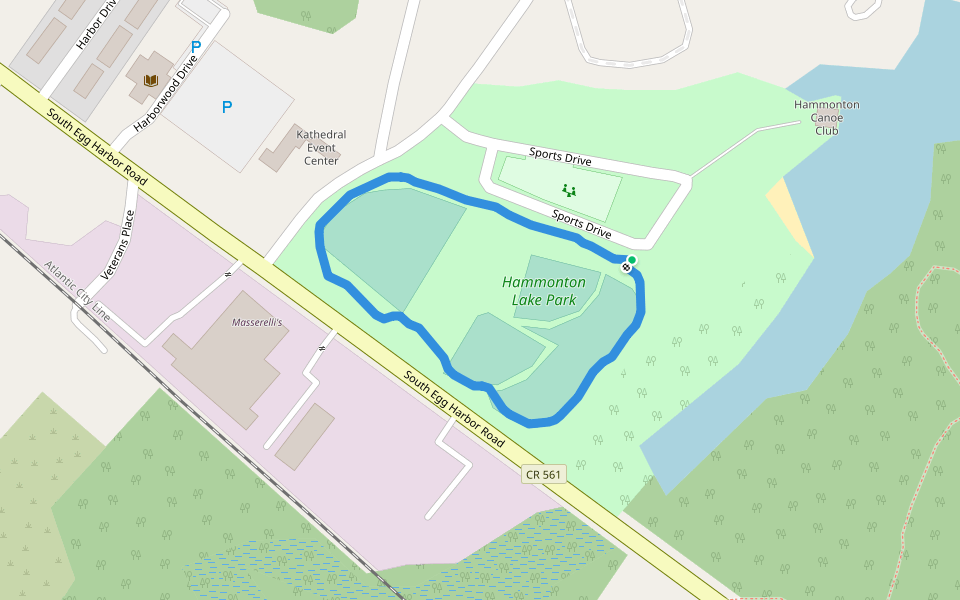 Hammonton Lake Park walking route map in Hammonton