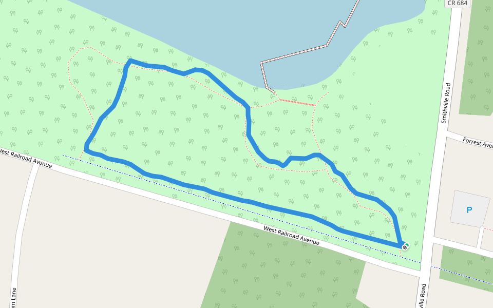 Smithville Park walking route map in Eastampton Township