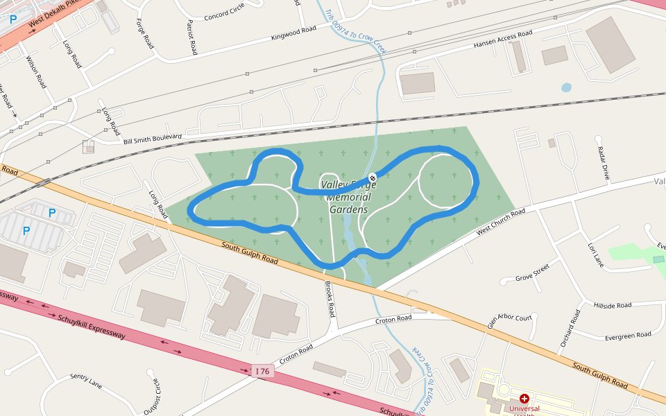 Vally Forge Memorial Gardens walking route map in King of Prussia