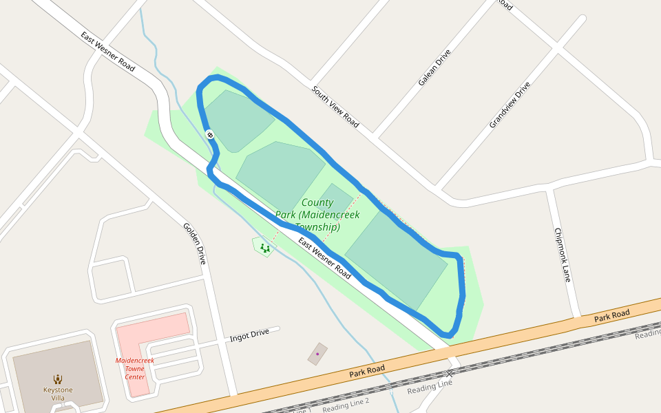 County Park (Maidencreek Township) walking route map in Blandon