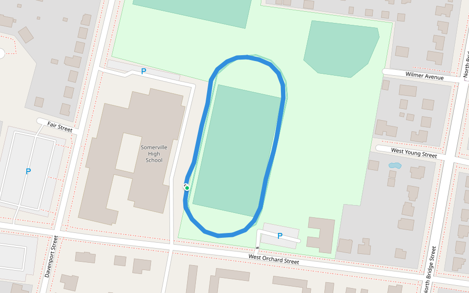 Somerville High School walking route map in Somerville