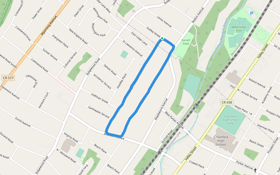 Farrell Field walking route map in South Orange Village