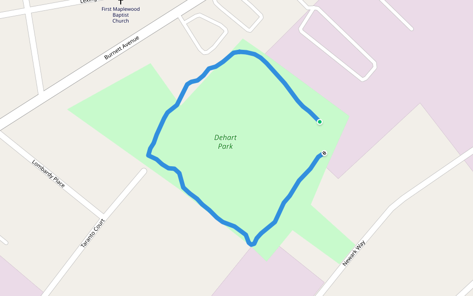 Dehart Park walking route map in Maplewood
