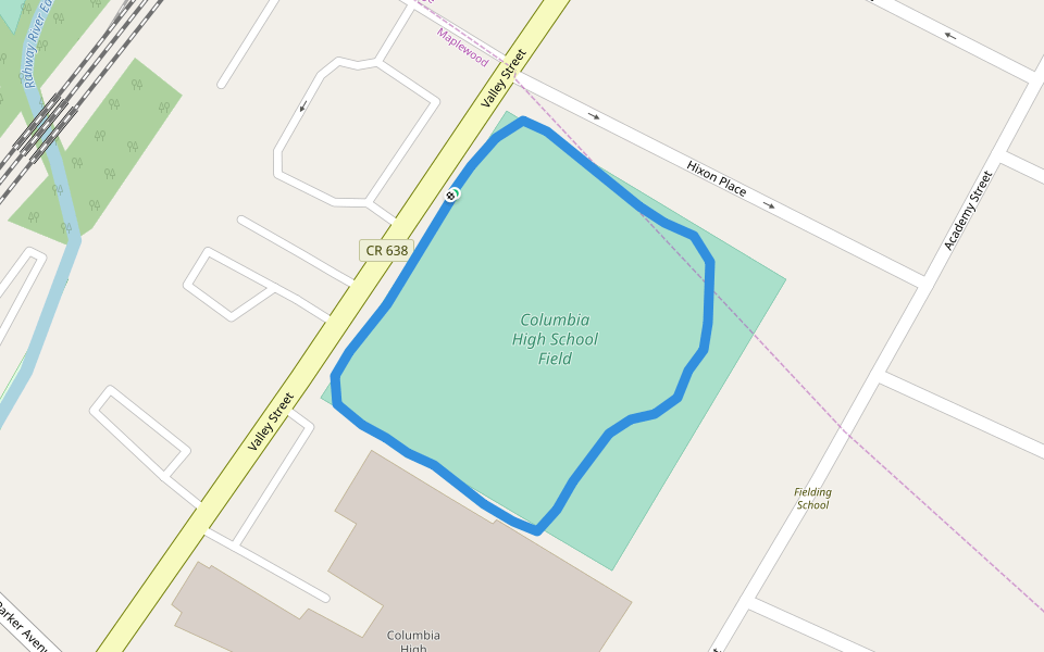 Columbia High School Field walking route map in Maplewood