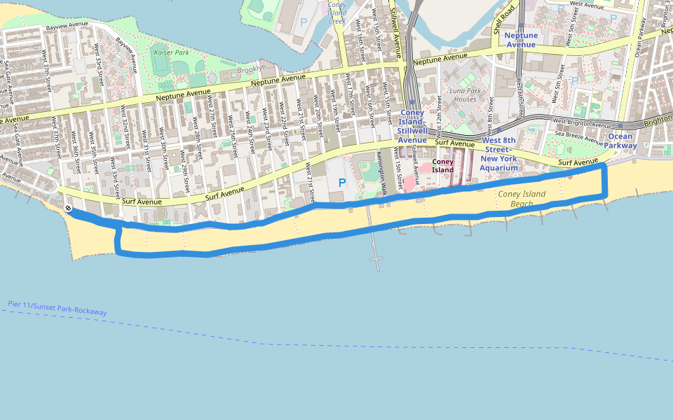 Map Of Coney Island Coney Island Beach Walking And Running Trail - New York City, New York, Usa  | Pacer