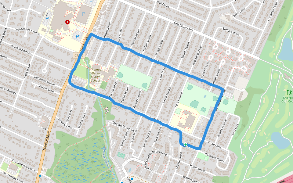Harte Park walking route map in Teaneck