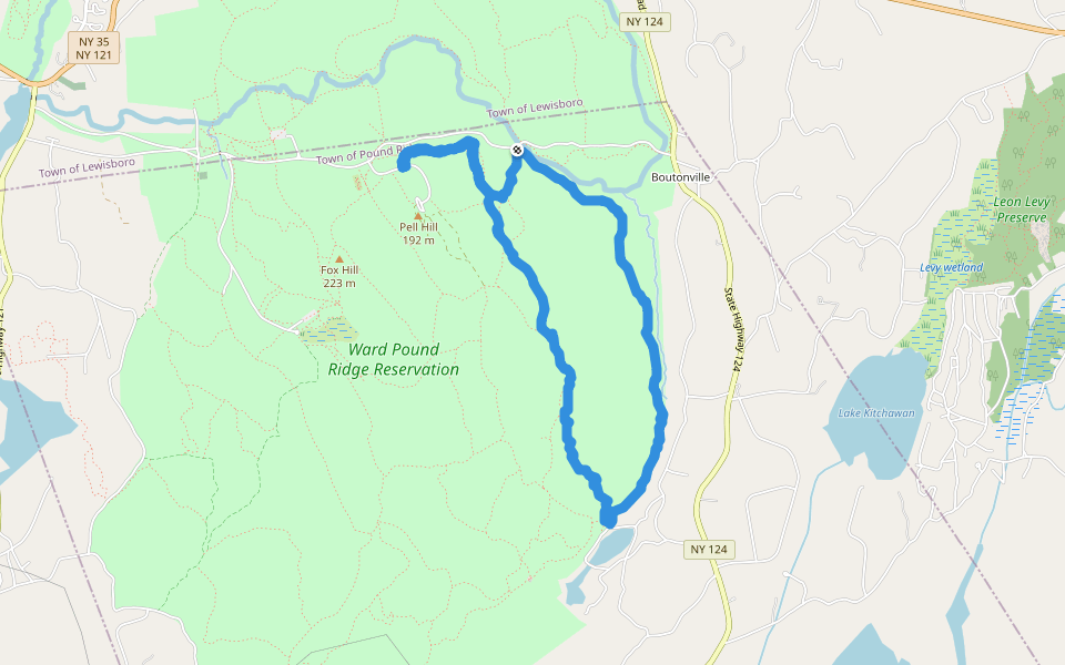 Blue Trail walking route map in Pound Ridge
