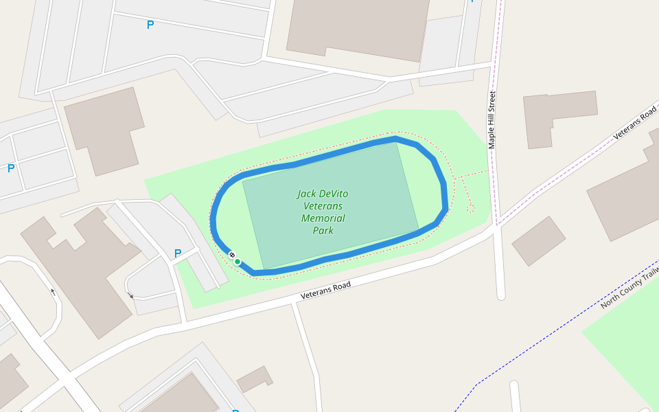 Jack DeVito Veterans Memorial Park walking route map in Yorktown Heights