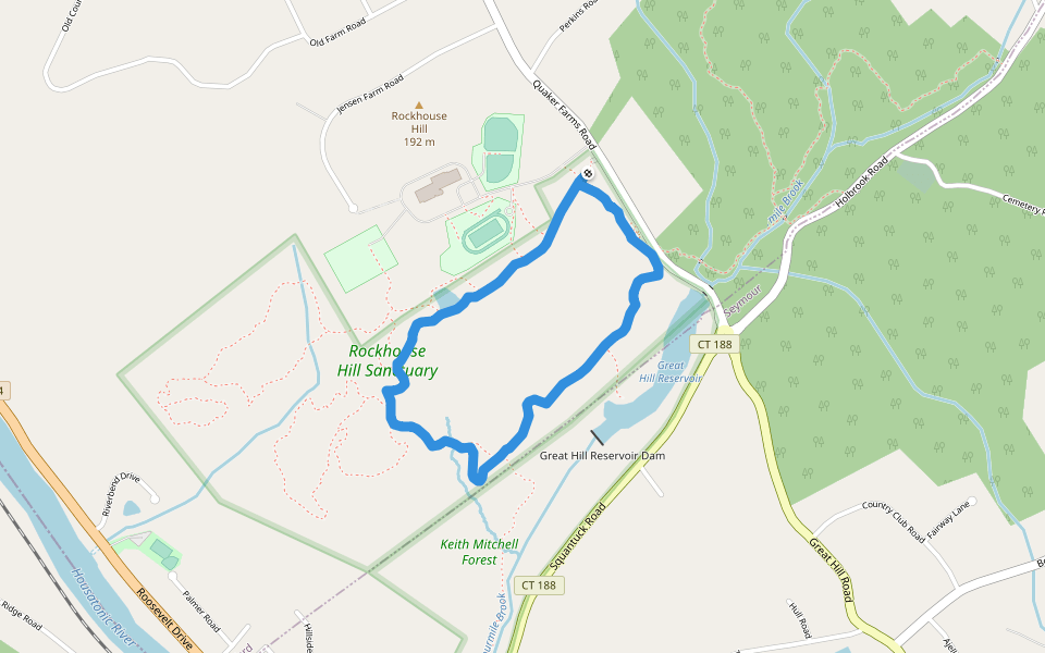 Rockhouse Hill Sanctuary - (blue blazes) walking route map in Oxford