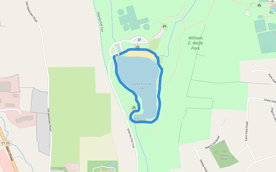 Great Hollow Lake walking route map in Monroe