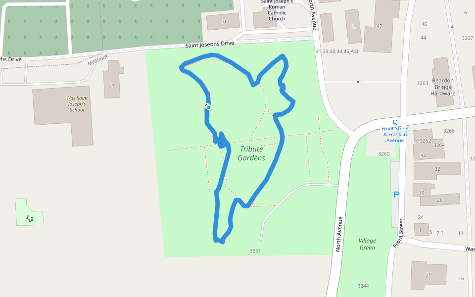 Tribute Gardens walking route map in Millbrook