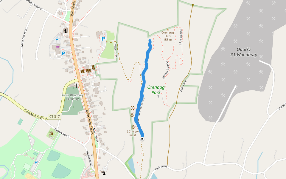 Orenaug Park walking route map in Woodbury