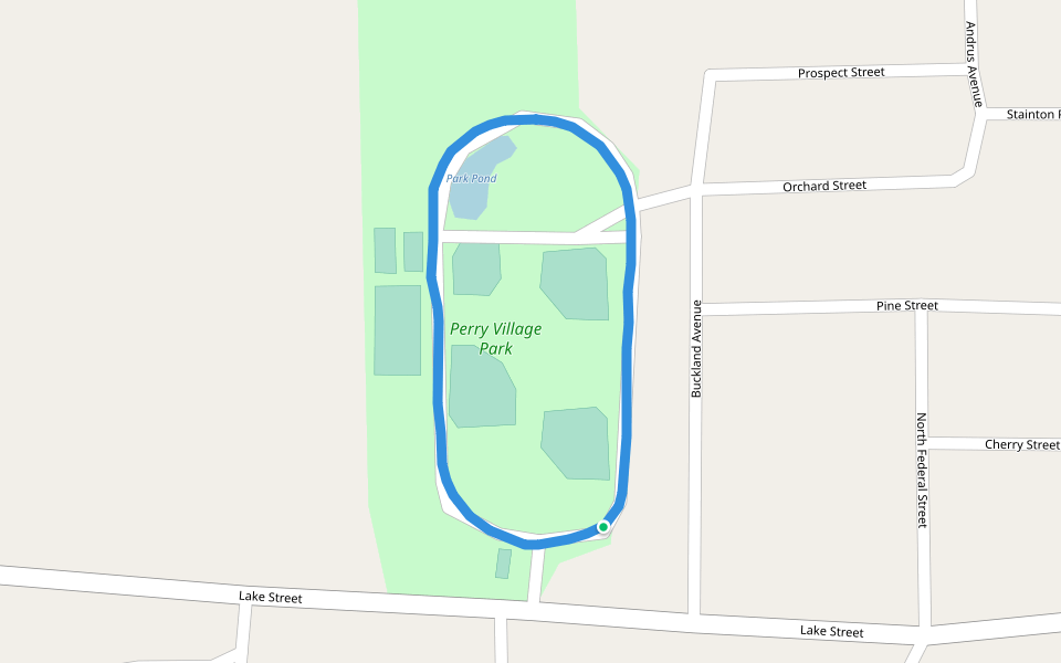 Perry Village Park walking route map in Perry