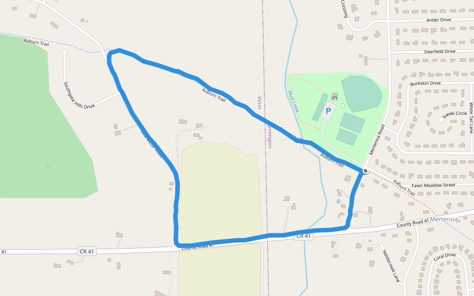Mertensia Park walking route map in Farmington