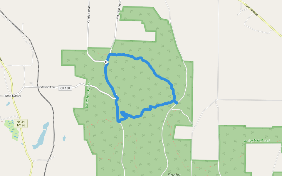 Danby State Forest walking route map in Spencer