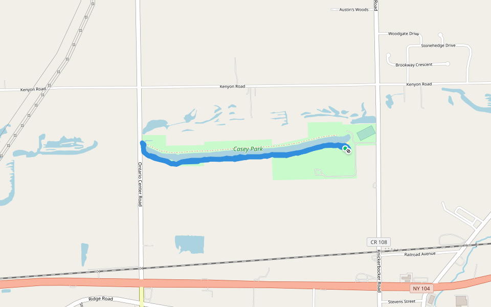 Casey Park Trail walking route map in Ontario