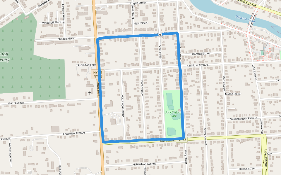 Jack Clifford Park walking route map in Auburn