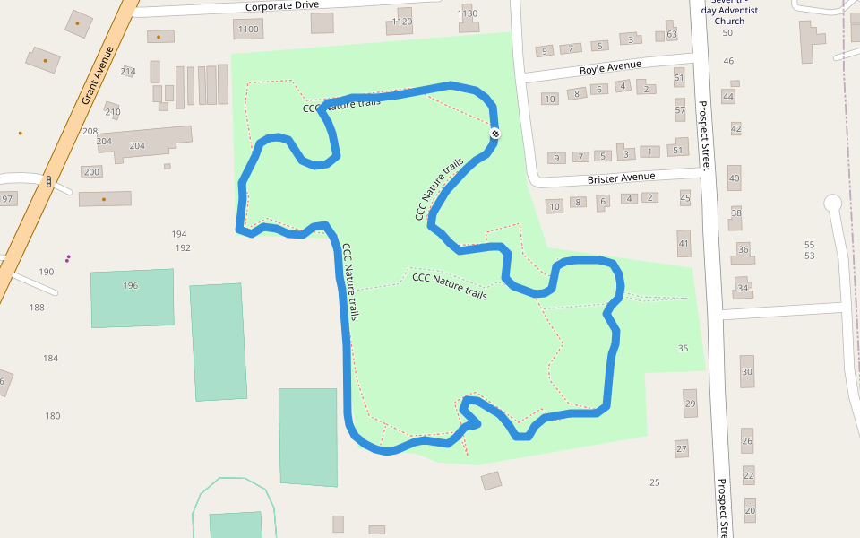 Cayuga Community College Nature trails walking route map in Auburn