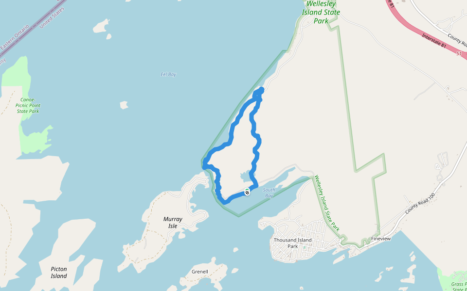 Wellesley Island nature center walking route map in Wellesley Island