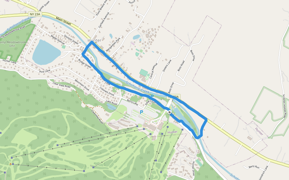 Catskill Park walking route map in Hunter