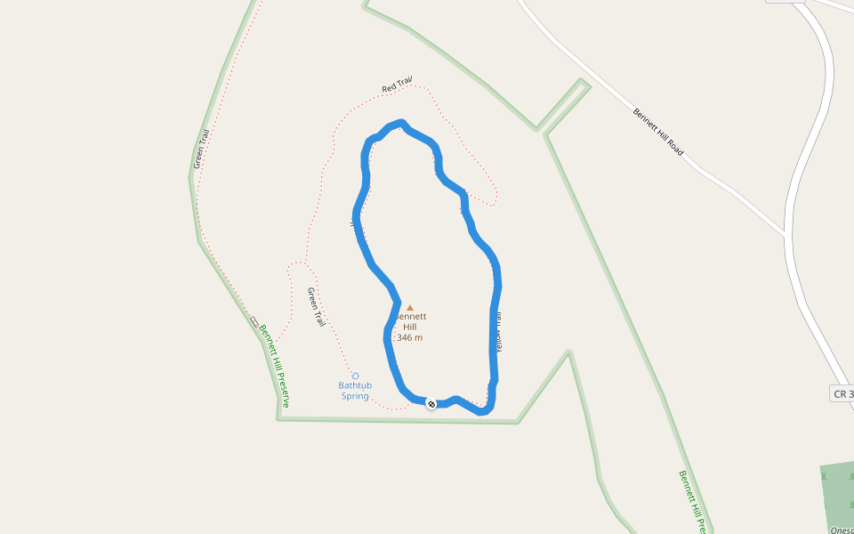 Bennett Hill Preserve walking route map in Feura Bush