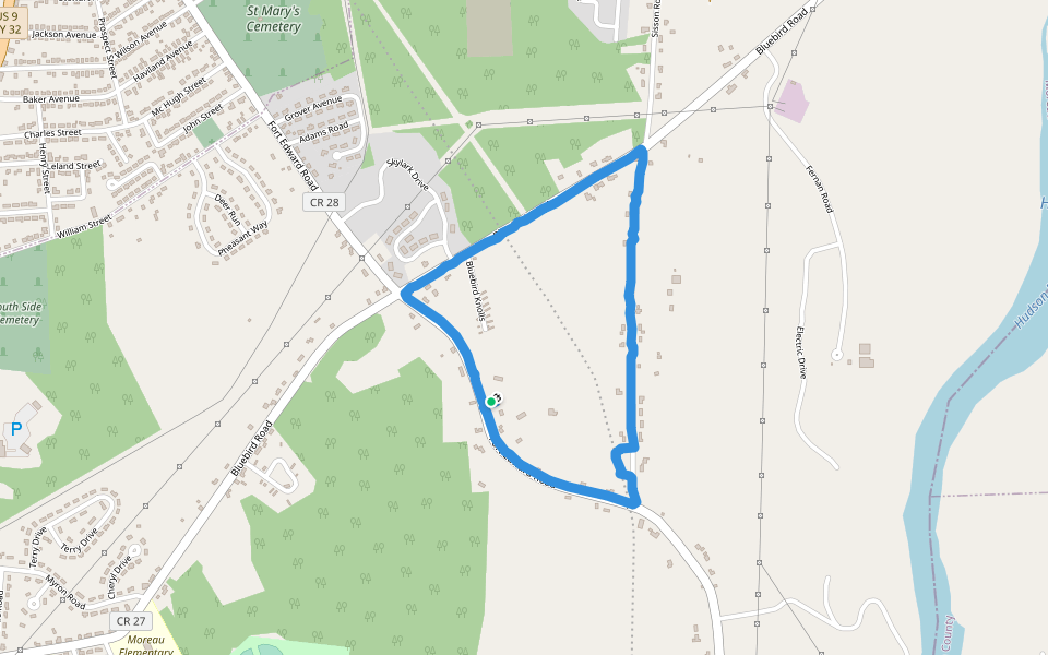 Bluebird Village walking route map in Fort Edward