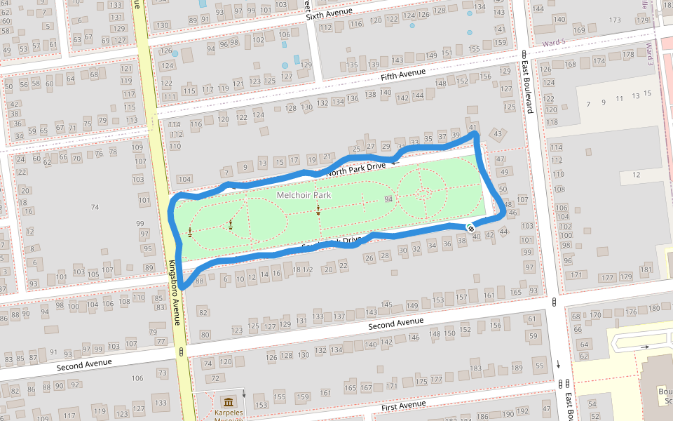 Melchoir Park walking route map in Gloversville