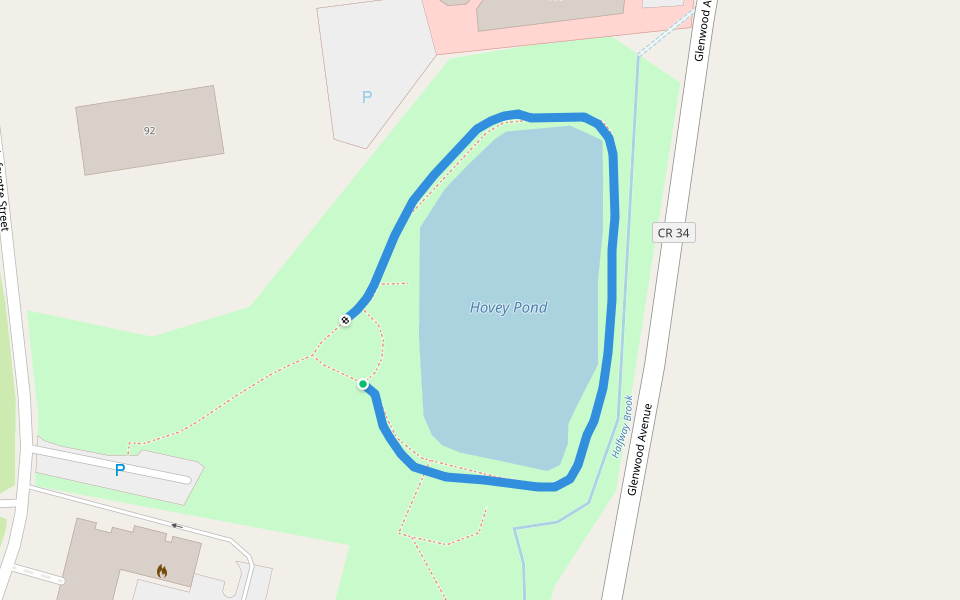 Hovey Pond walking route map in Queensbury