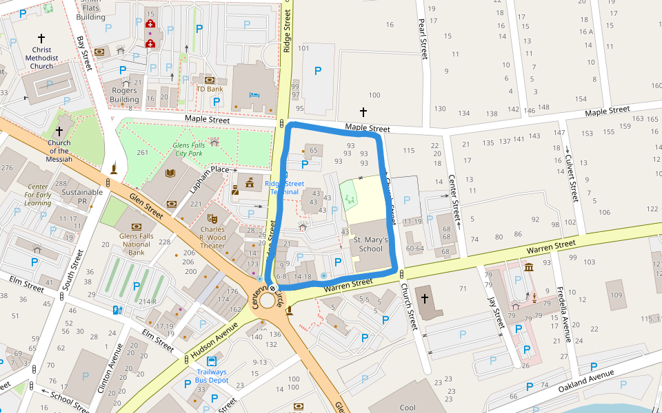 St Mary's School walking route map in Glens Falls