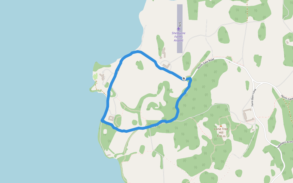 Lake Champlain walking route map in Shelburne