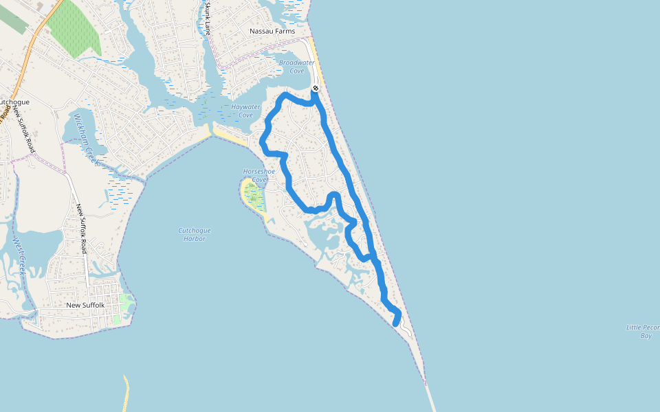 Nassau Point walking route map in Cutchogue