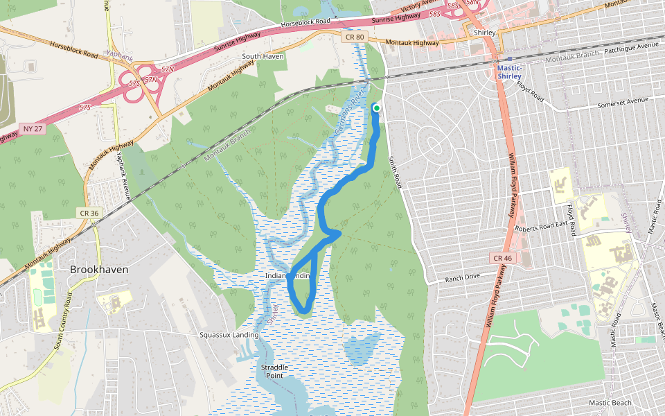 Indian Landing walking route map in Shirley