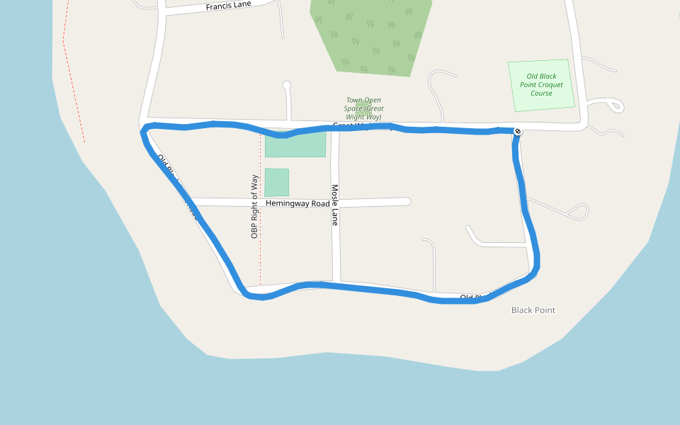 Town Open Space (Great Wight Way) walking route map in East Lyme