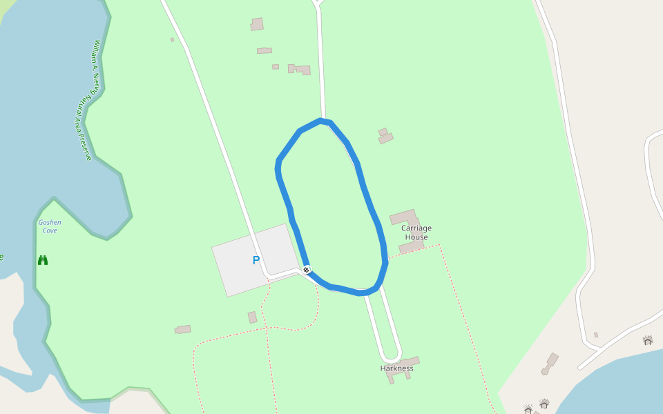 Harkness Memorial State Park walking route map in Waterford