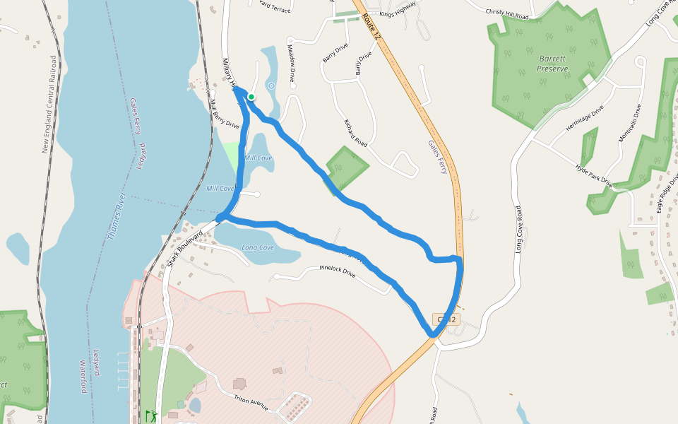 Erickson Park walking route map in Ledyard