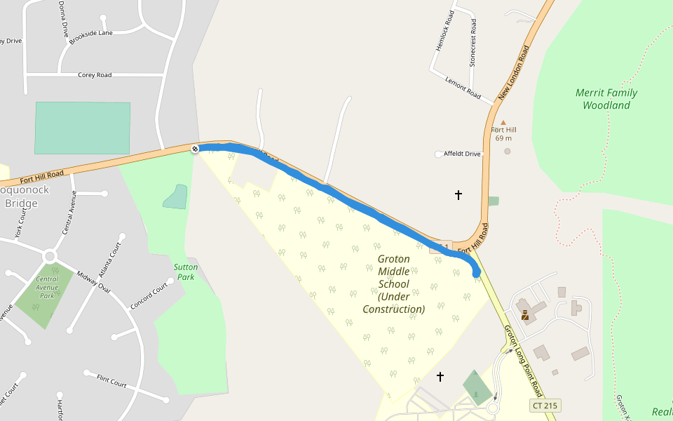 Groton Middle School (Under Construction) walking route map in Groton