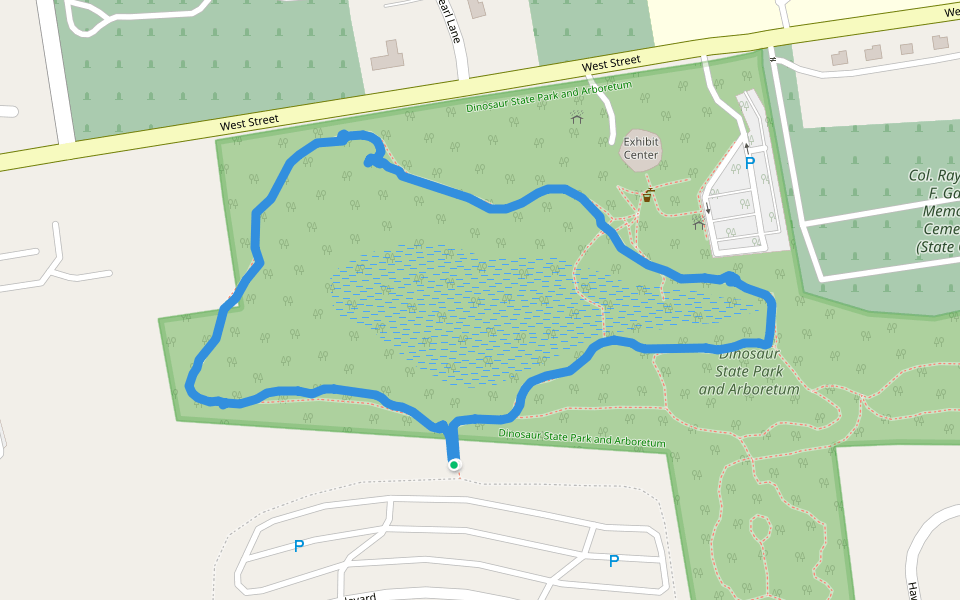 Dinosaur State Park and Arboretum walking route map in Rocky Hill