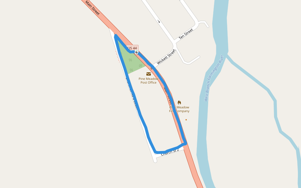 Chapin Park walking route map in Winsted