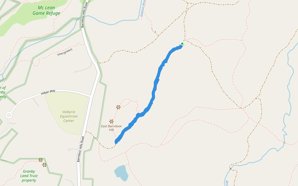 East Barndoor Hill walking route map in Granby