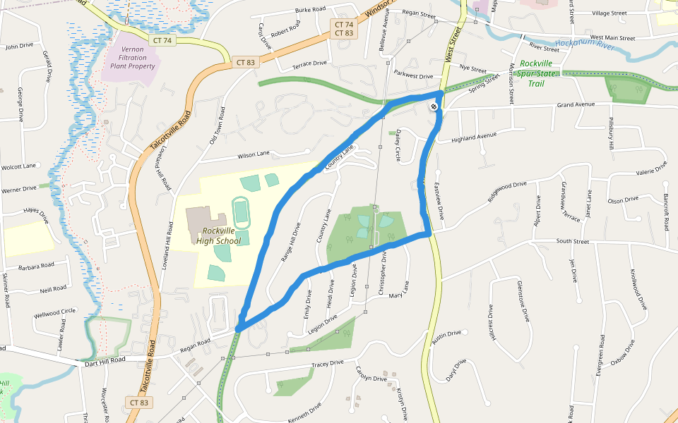 American Legion Field walking route map in Vernon