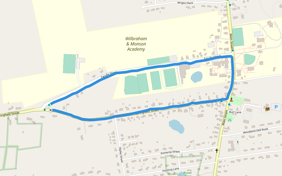 Wilbraham & Monson Academy walking route map in Wilbraham