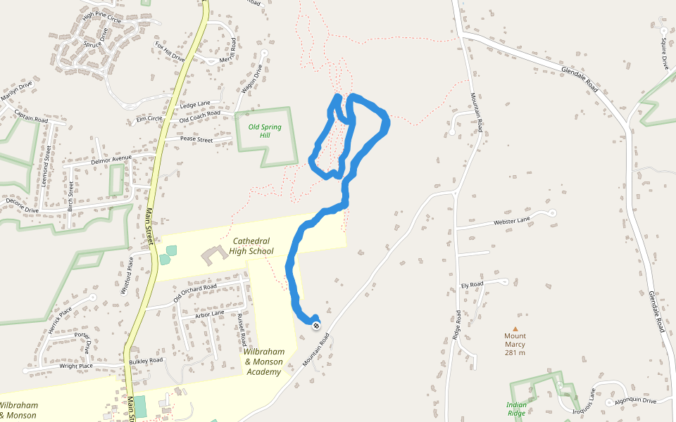 Cathedral High School walking route map in Wilbraham